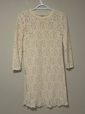 Wilfred Ivory Lace Long-Sleeve Shift Dress